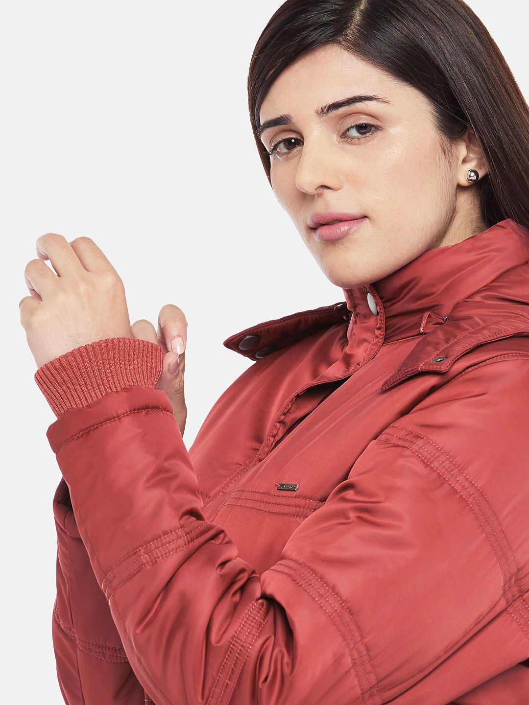 Red Fleece Lined Hooded Parka Jacket | Women